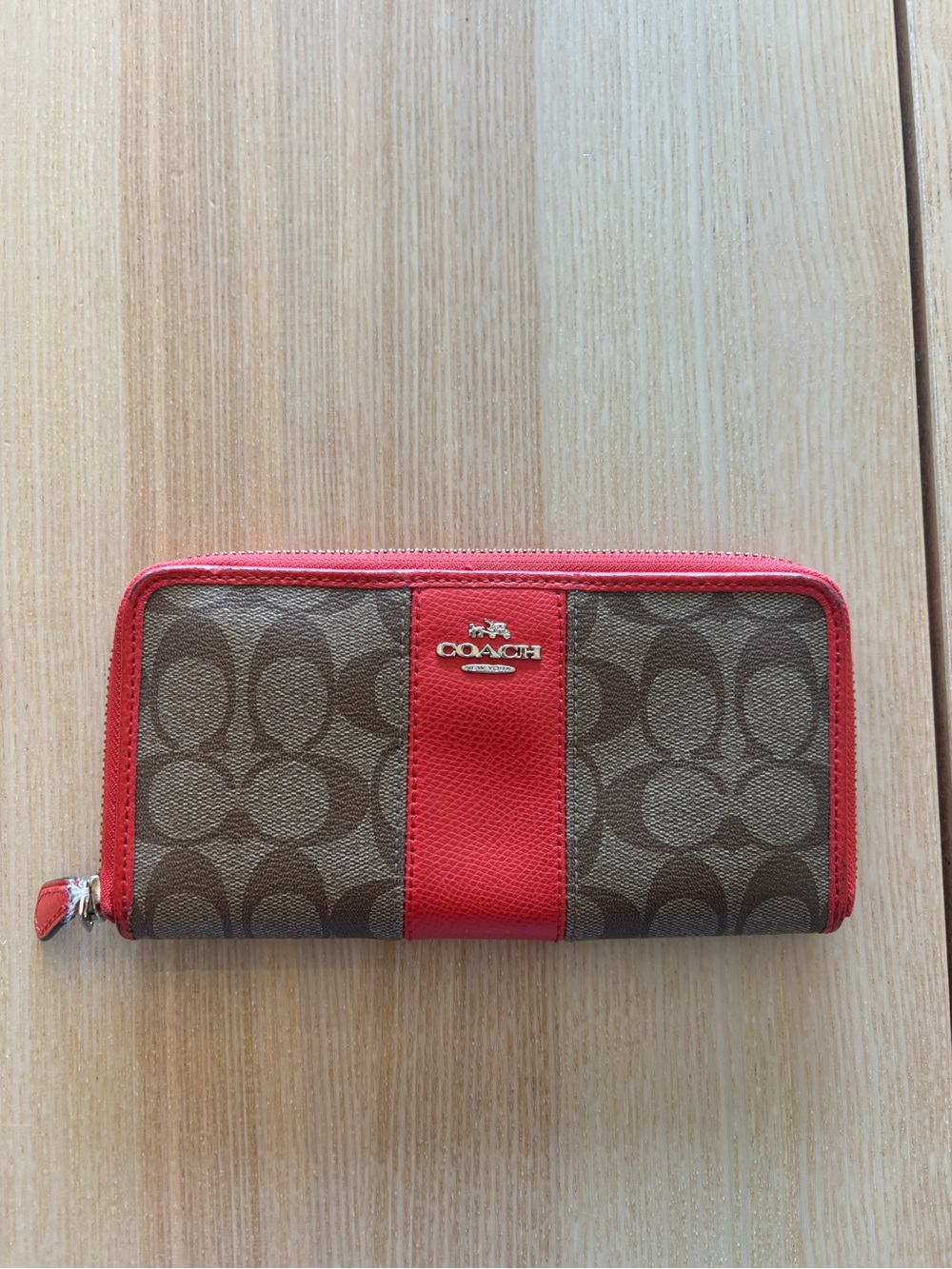 COACH, Canvas Signature red band wallet!